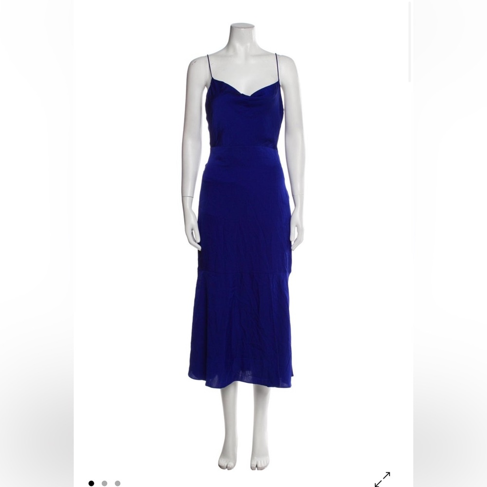 Intermix Women's Royal Blue Rachael Silk Cowl Neck Slip Dress - Sz 10
